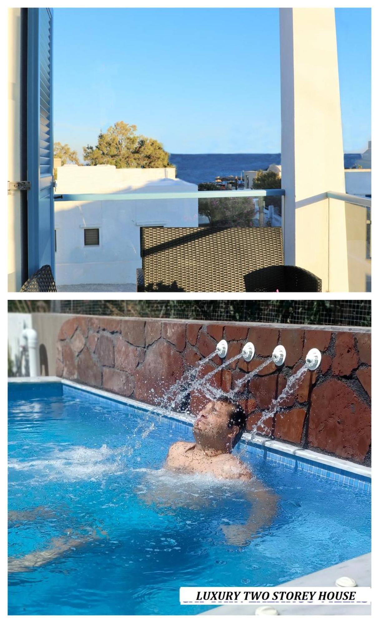 Located By The Sea One Beachfront Private Captain Lazaros Pool Villa With Loft In 750Sqm Spacious Private Plot-Jacuzzi-Sunrelax-Furnished Terace-Gazebo-Private Parking,Sleep 3 Adults And 2 Children, Just Steps From The Black Beach-Seaview Perissa  Luaran gambar