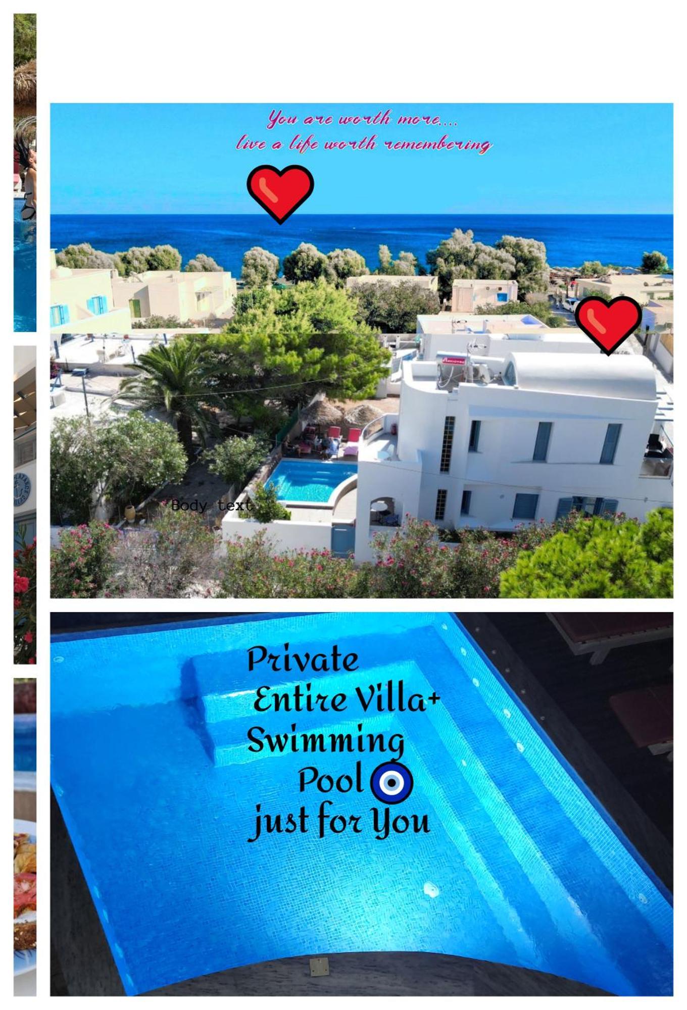 Located By The Sea One Beachfront Private Captain Lazaros Pool Villa With Loft In 750Sqm Spacious Private Plot-Jacuzzi-Sunrelax-Furnished Terace-Gazebo-Private Parking,Sleep 3 Adults And 2 Children, Just Steps From The Black Beach-Seaview Perissa  Luaran gambar